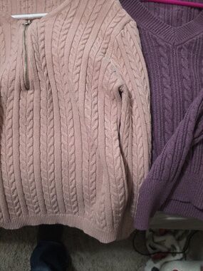 Women's Knit Sweaters - Blush Pink And Purple